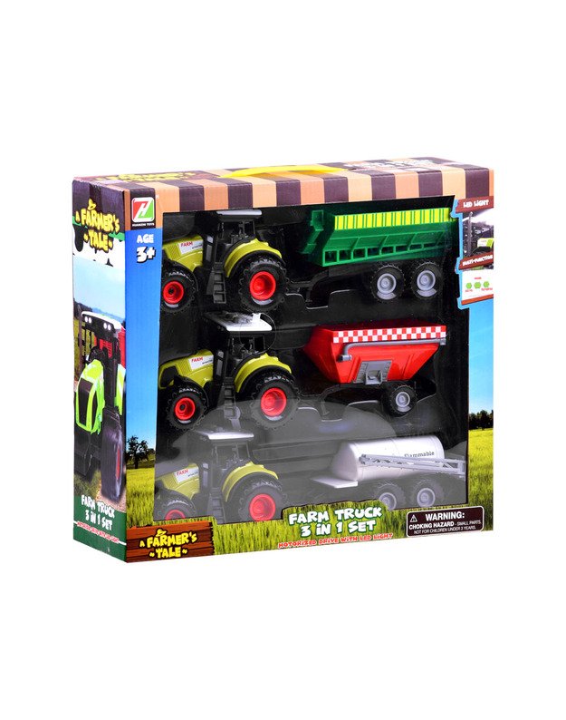 3 x traktoriai su priekabomis 