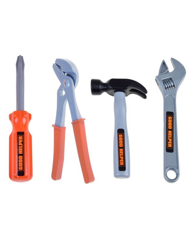 Statybininko liemenė su šalmu  + įrankiai