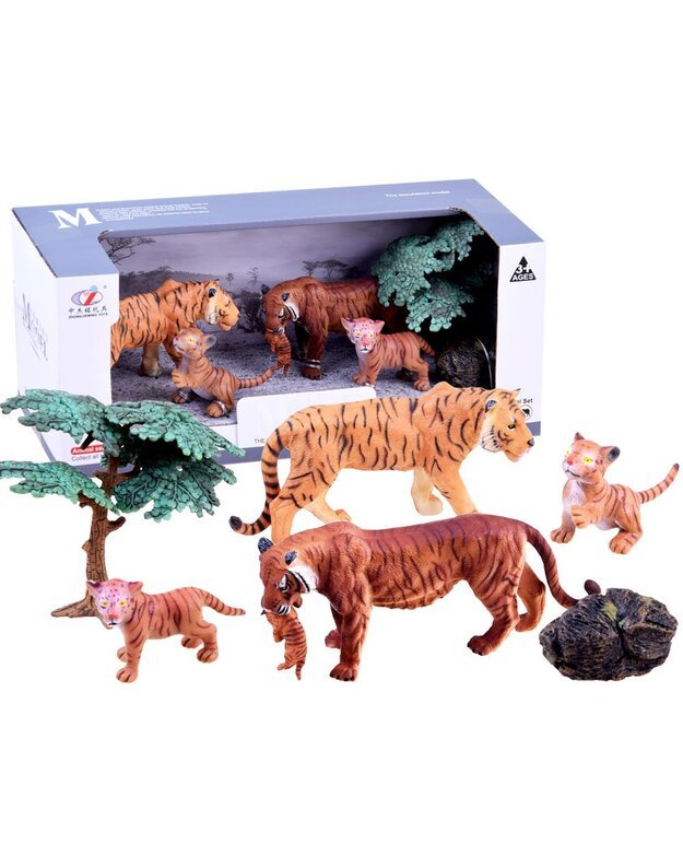 Tigrų su jaunikliais figūrėlių komplektas - A