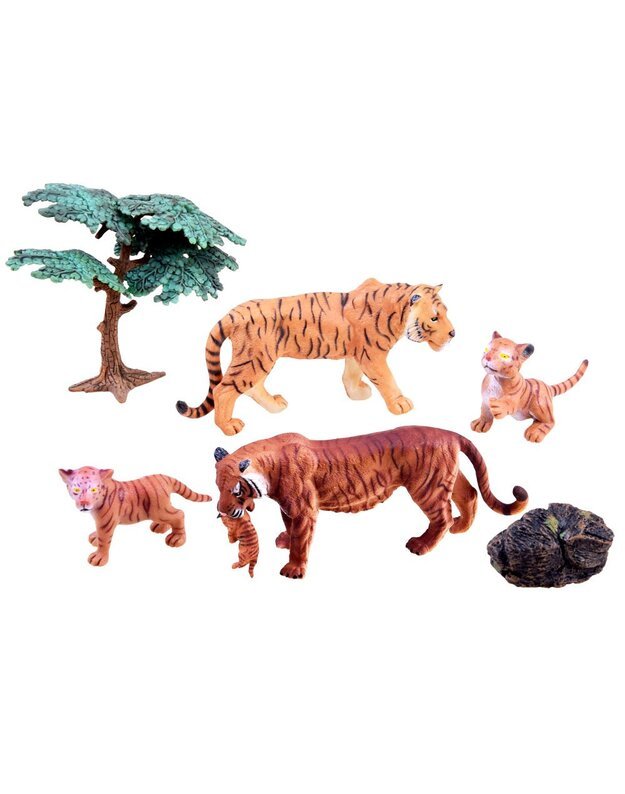Tigrų su jaunikliais figūrėlių komplektas - A