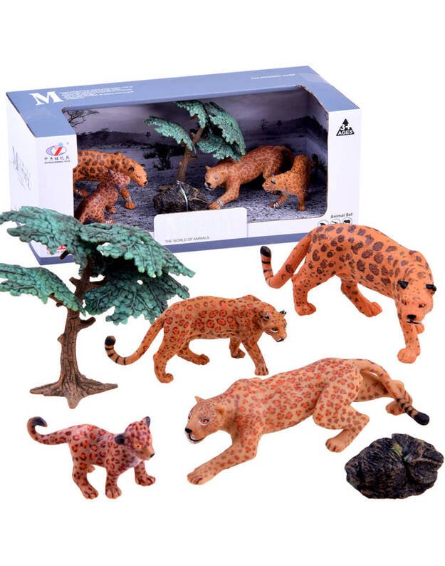 Safario gyvūnų rinkinys - 4 leopardai