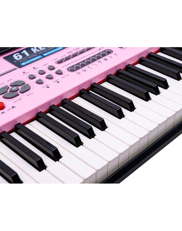 Sintezatorius su mikrofonu 61 klavišas - rožinis