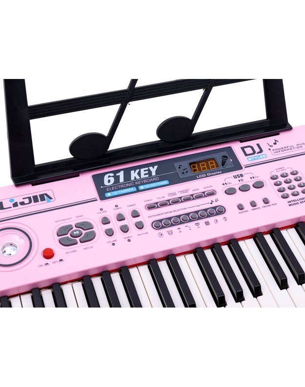 Sintezatorius su mikrofonu 61 klavišas - rožinis