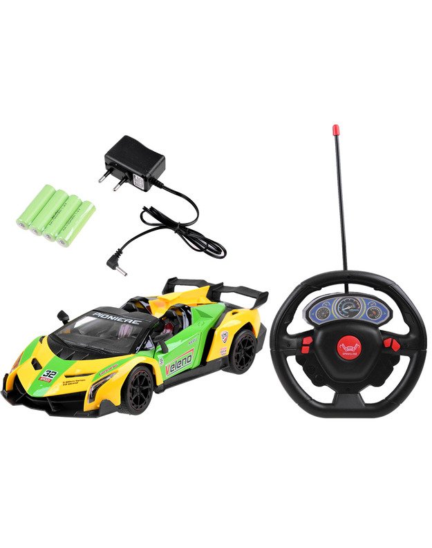 Sportinis automobilis su atidaromomis durelėmis + nuotolinio valdymo pultas - geltonas