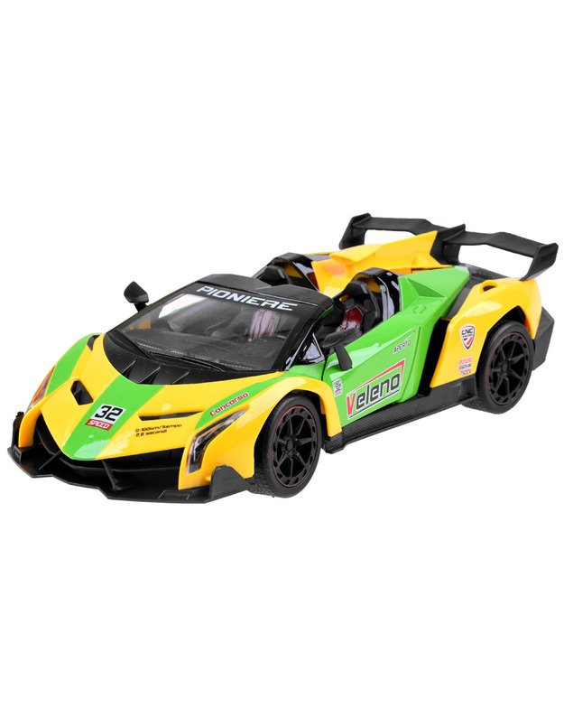 Sportinis automobilis su atidaromomis durelėmis + nuotolinio valdymo pultas - geltonas