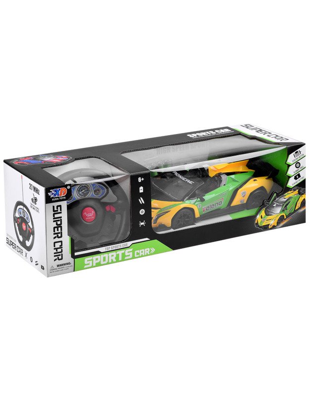 Sportinis automobilis su atidaromomis durelėmis + nuotolinio valdymo pultas - geltonas