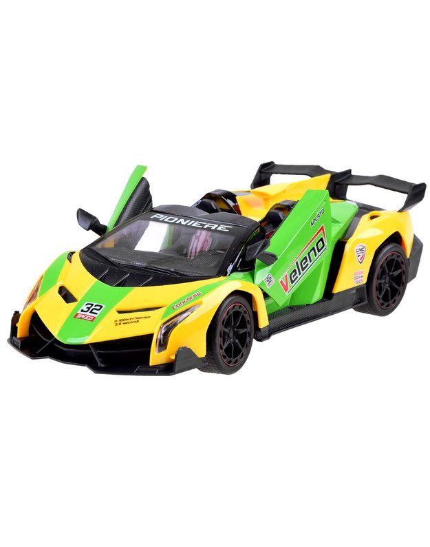 Sportinis automobilis su atidaromomis durelėmis + nuotolinio valdymo pultas - geltonas