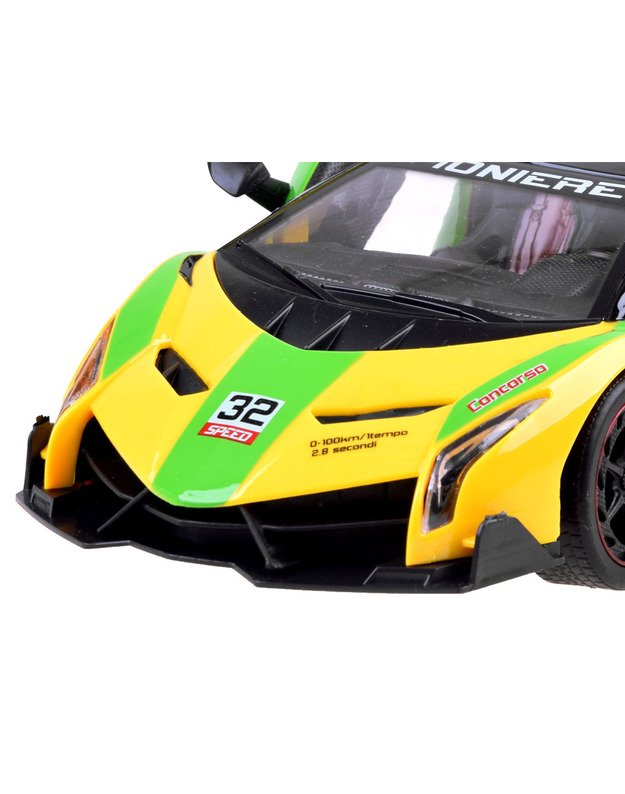 Sportinis automobilis su atidaromomis durelėmis + nuotolinio valdymo pultas - geltonas