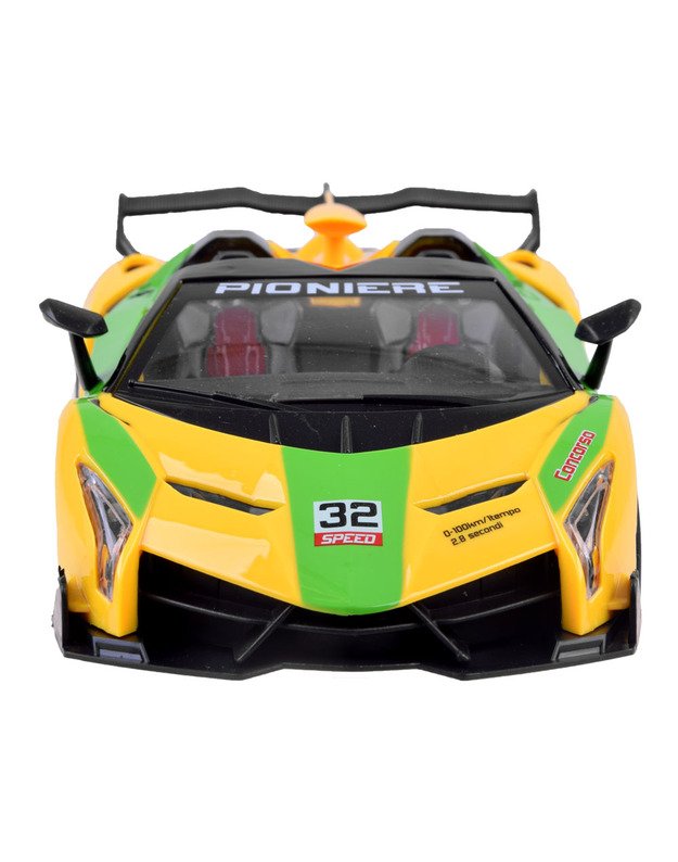 Sportinis automobilis su atidaromomis durelėmis + nuotolinio valdymo pultas - geltonas
