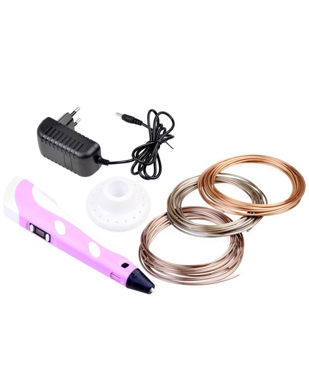 Stebuklingas rašiklis JK su užpildu 3D Printing Pen - rožinis