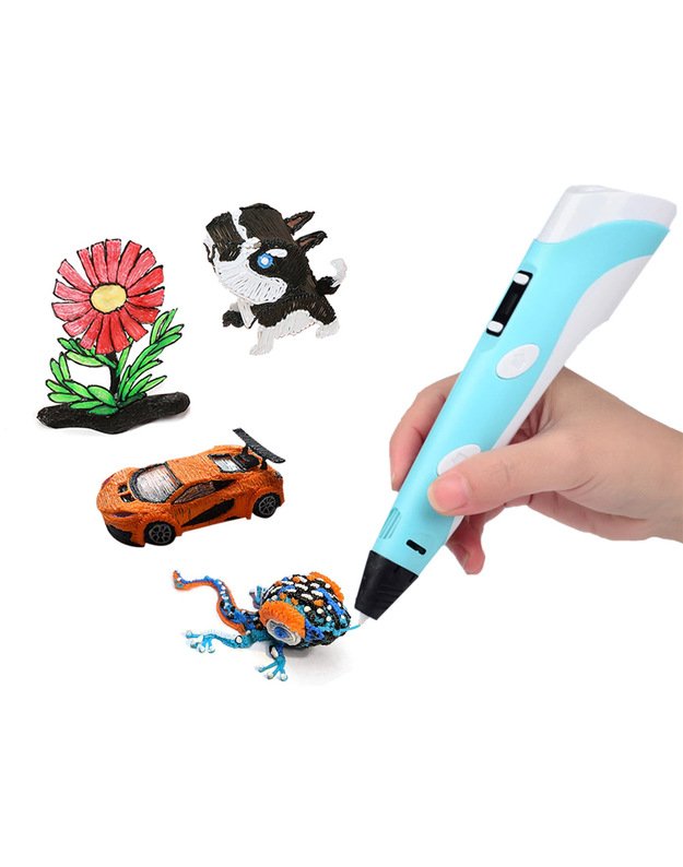 Stebuklingas rašiklis JK su užpildu 3D Printing Pen - rožinis