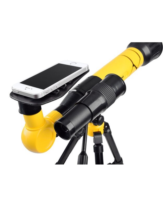 Teleskopas ant trijų kojų  su 3x okuliaru - geltonas