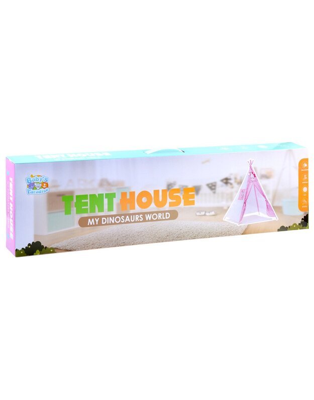 Rožinė palapinė - vigvamas su Vienaragio grafika