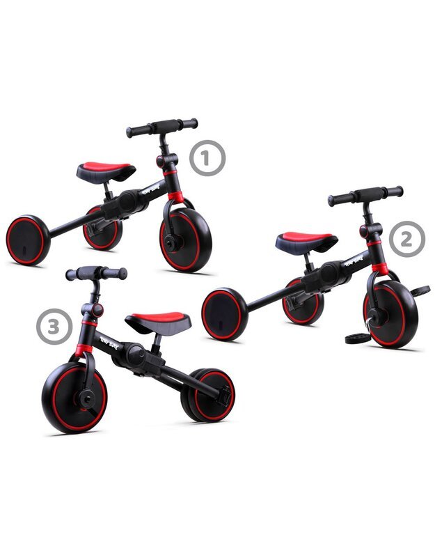Triratis dviratis Tiny Bike 3in1 - raudonas