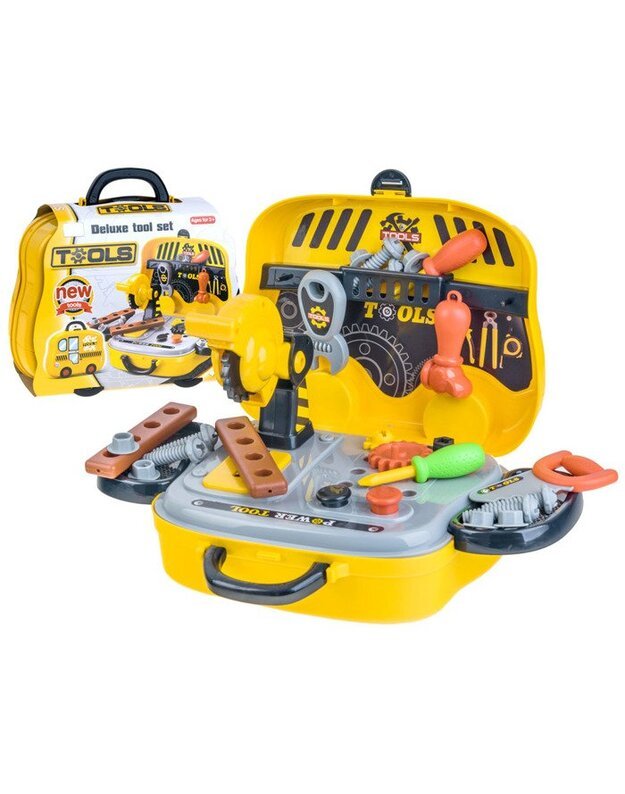 Žaislinių darbo įrankių komplektas su lagaminu