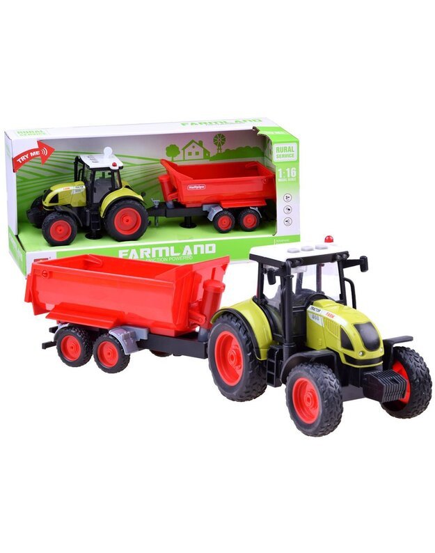 Žaislinis traktorius su priekaba