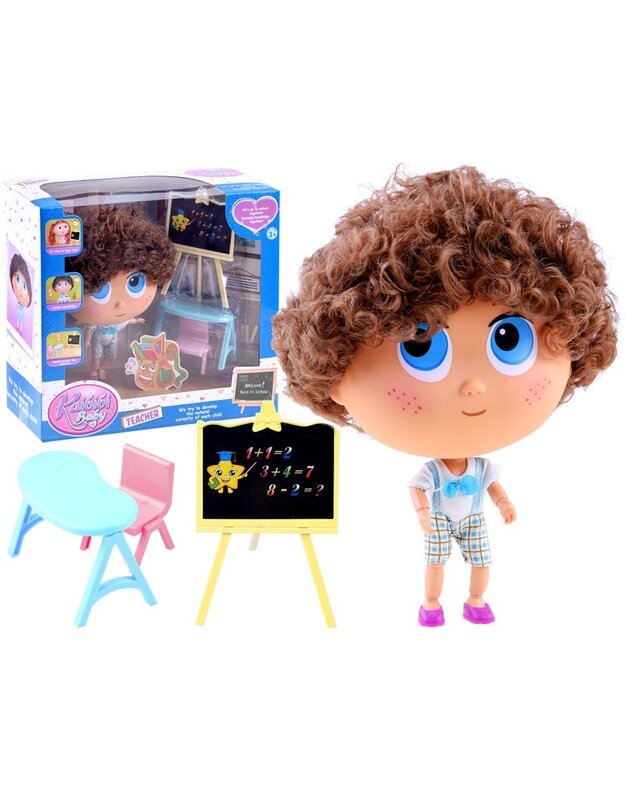 Tymek doll, fun at school, blackboard desk ZA339