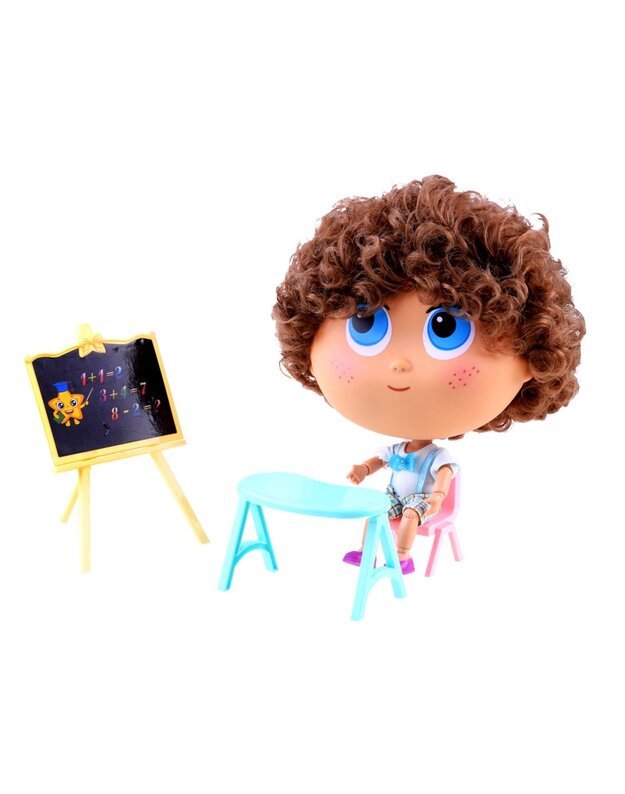 Tymek doll, fun at school, blackboard desk ZA339
