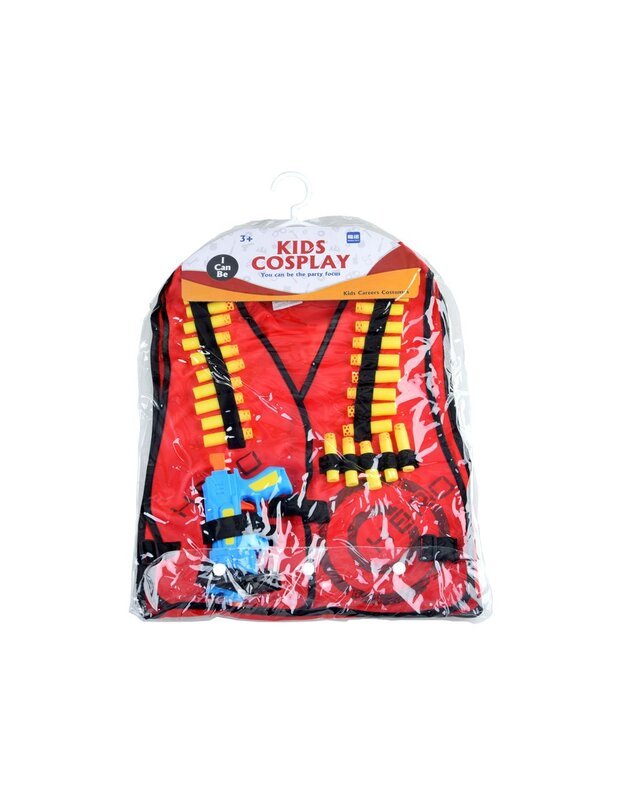 Vaikiška kovotojo liemenė su pistoletu ir priedais - raudona