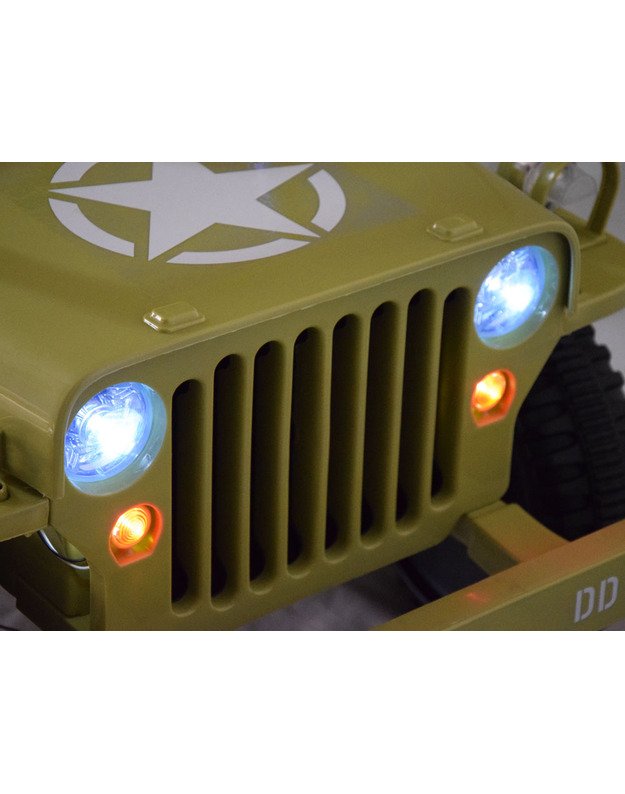 Karinis elektromobilis Willys + nuotolinio valdymo pultelis - smėlio spalvos