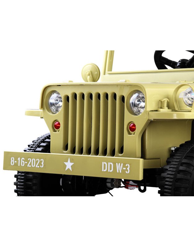 Karinis elektromobilis Willys + nuotolinio valdymo pultelis - smėlio spalvos