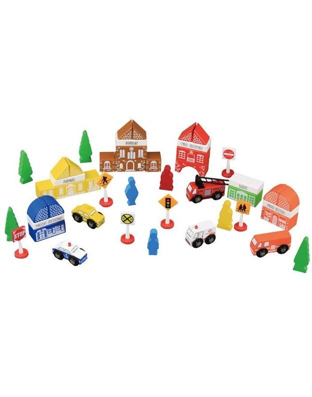 Mediniai blokeliai miestelio statybai