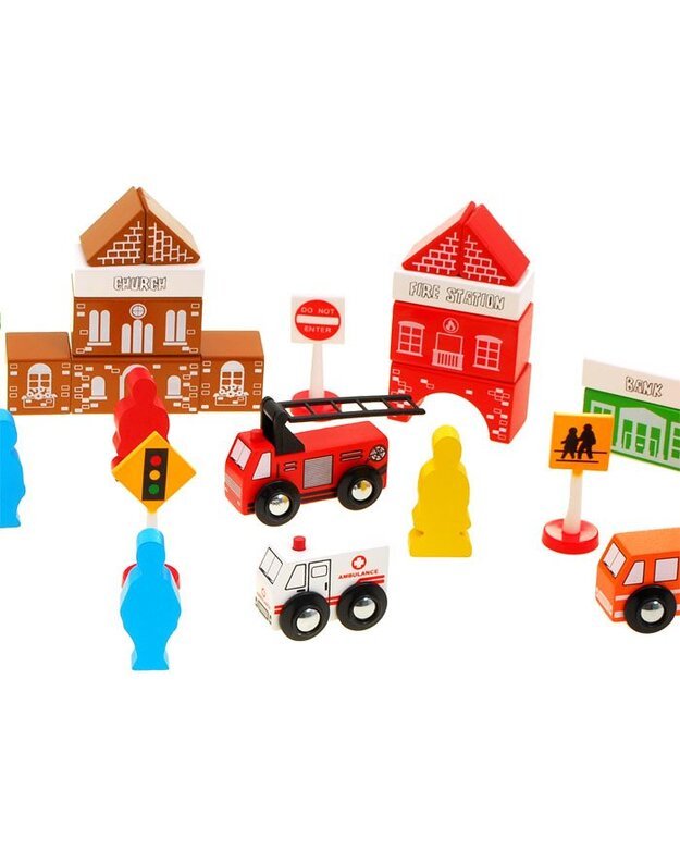 Mediniai blokeliai miestelio statybai