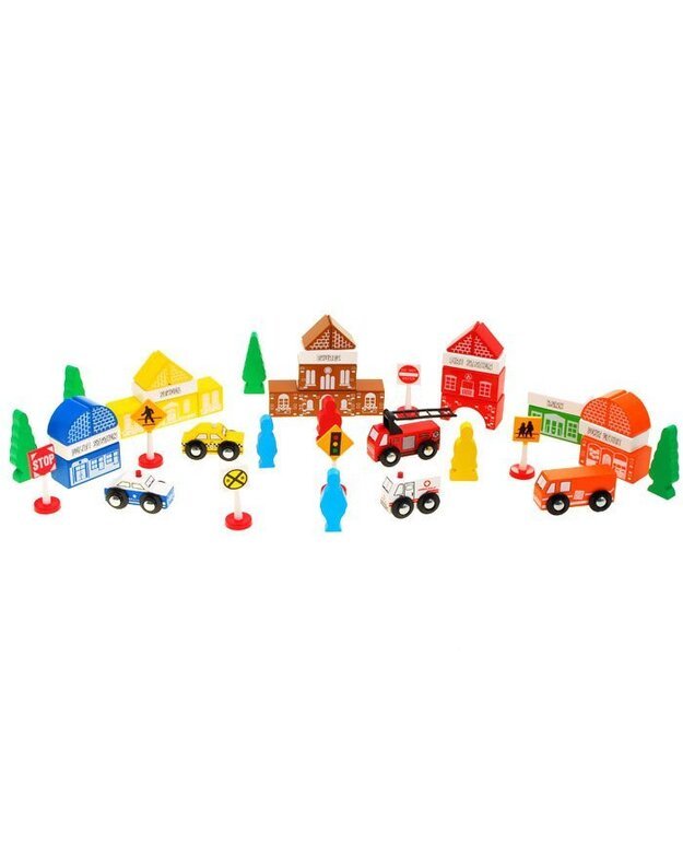 Mediniai blokeliai miestelio statybai