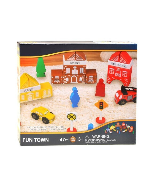 Mediniai blokeliai miestelio statybai