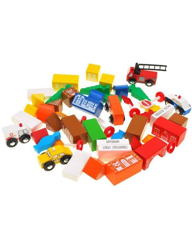 Mediniai blokeliai miestelio statybai