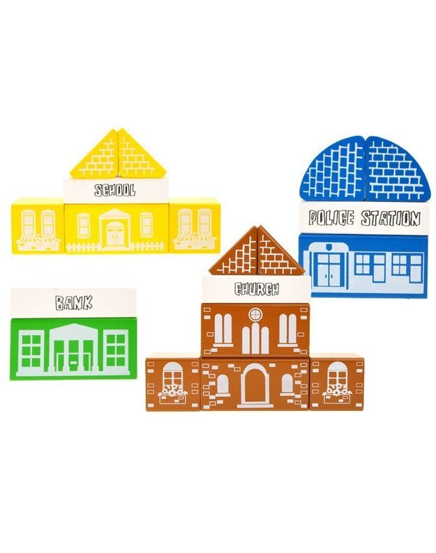 Mediniai blokeliai miestelio statybai