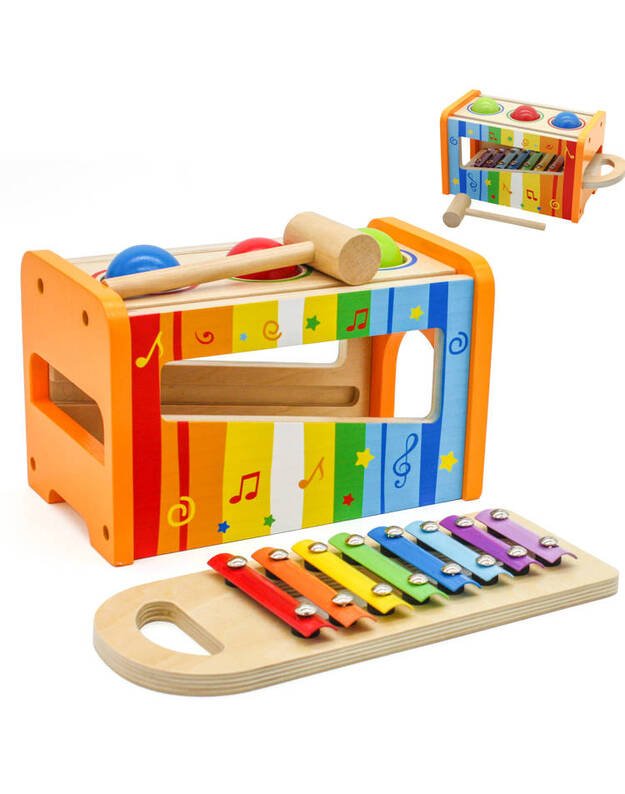 Mediniai cimbolai vaikams + plaktukas 