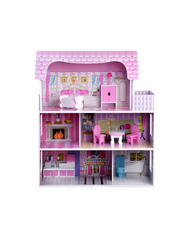 Medinis lėlių namas su LED apšvietimu