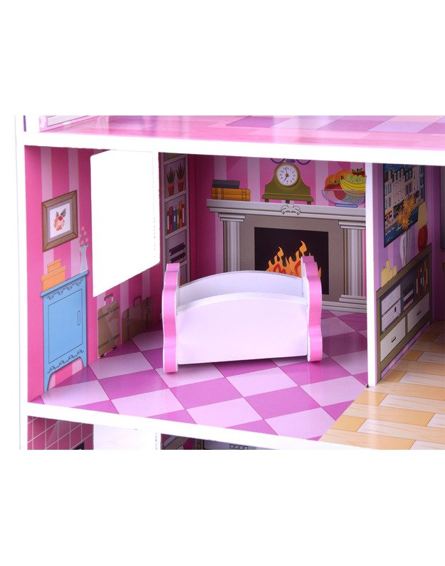 Medinis lėlių namas su LED apšvietimu