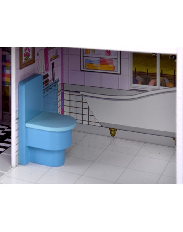 Medinis lėlių namas su LED apšvietimu