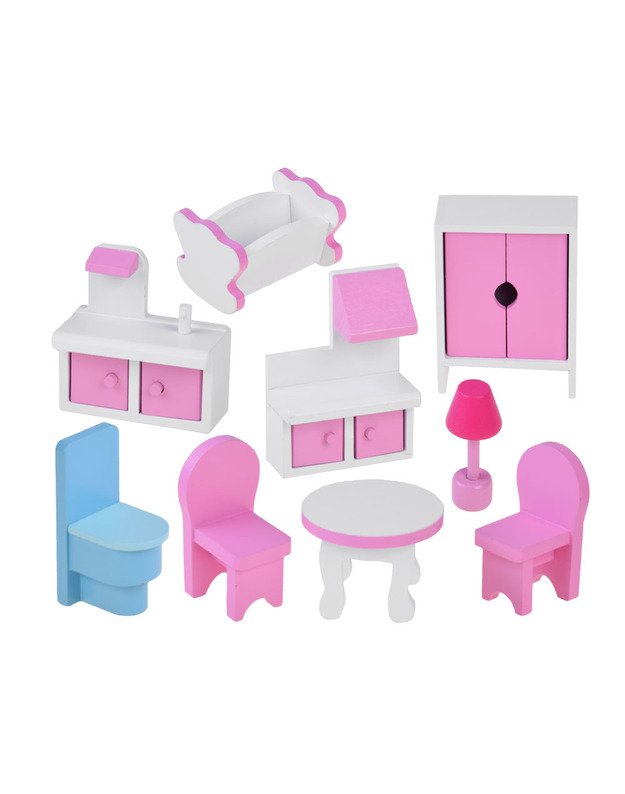 Medinis lėlių namas su LED apšvietimu