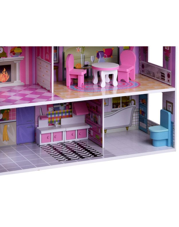 Medinis lėlių namas su LED apšvietimu