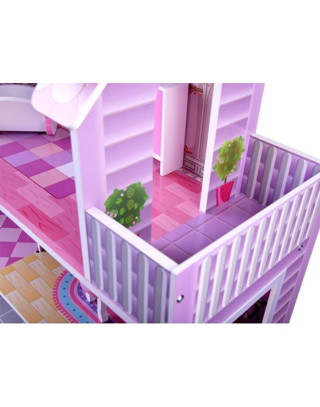 Medinis lėlių namas su LED apšvietimu