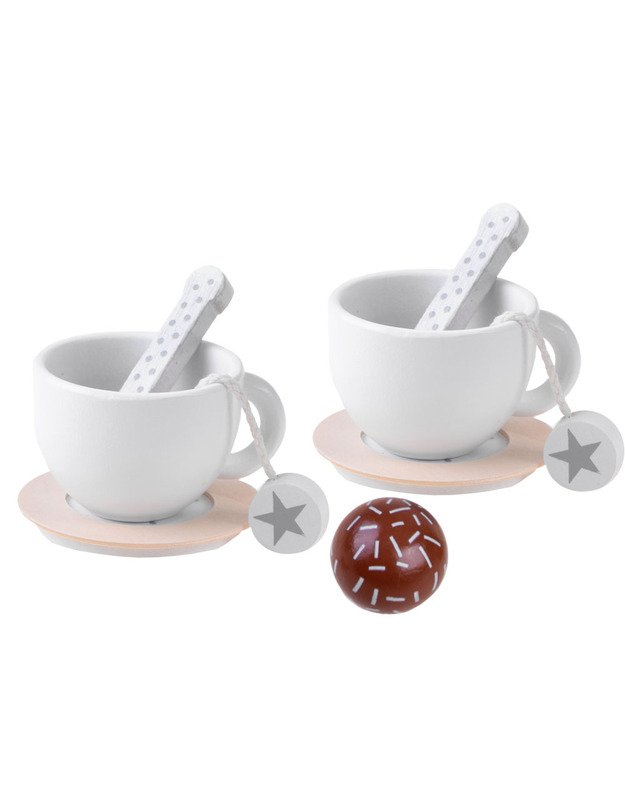 Wooden tea set, cups, tray ZA4124