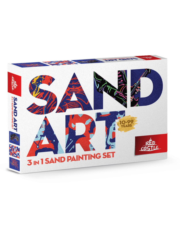 Trijų dalių piešimo smėliu rinkinys "Muzikantas/Šokėja/Žiūrovai"