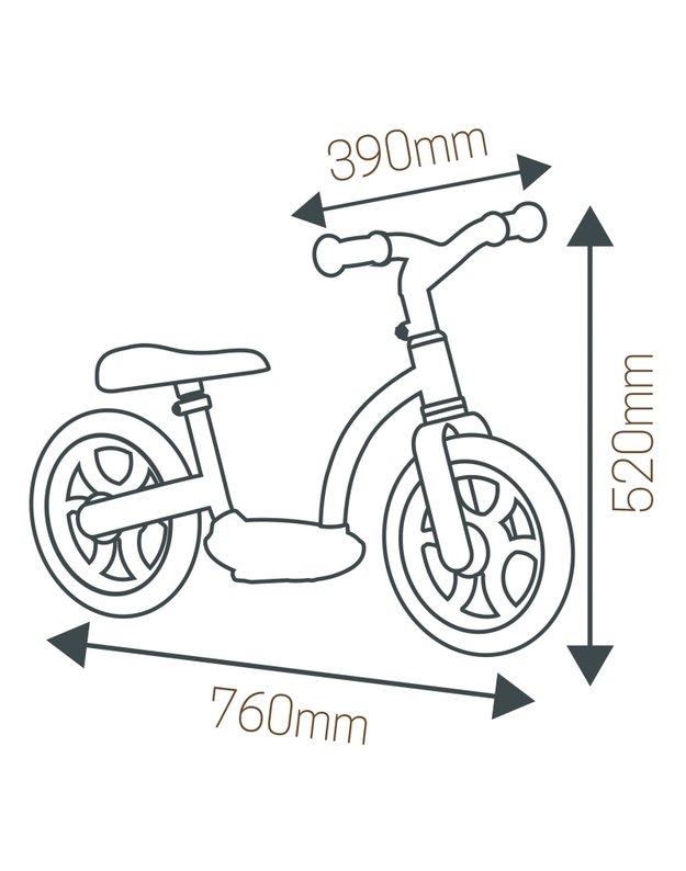  SMOBY metalinis balansinis dviratis su pritvirtinta kojų atrama