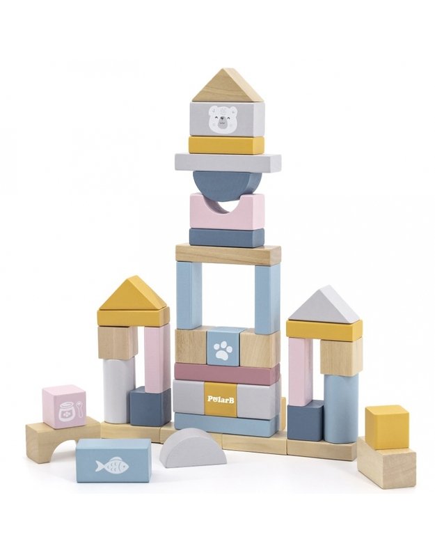 VIGA Medinių kaladėlių rinkinys kibirėlyje 60 vnt.