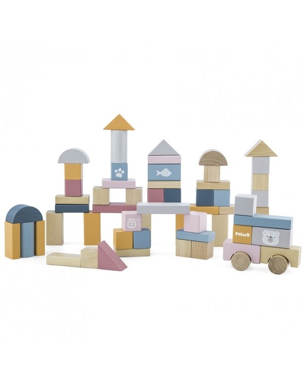 VIGA Medinių kaladėlių rinkinys kibirėlyje 60 vnt.