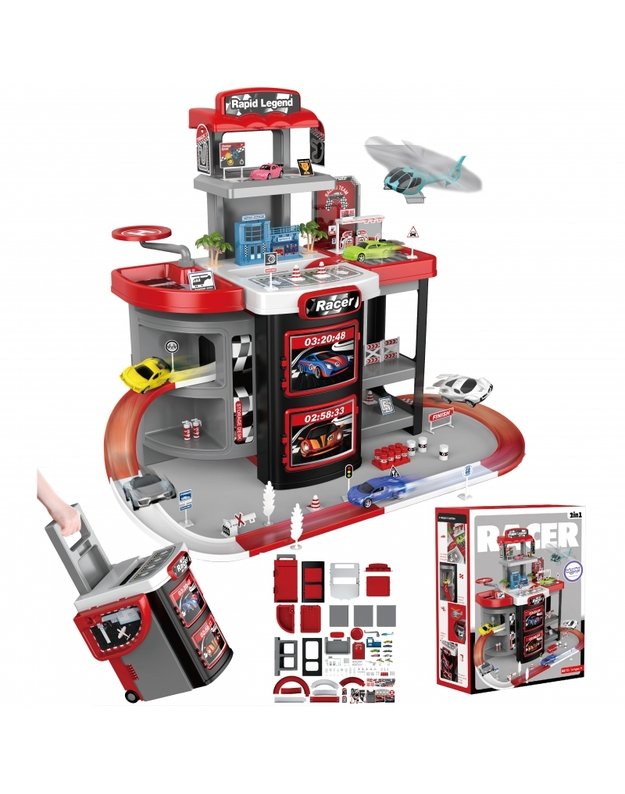 WOOPIE Mega garažas - lenktynių trasa 2in1