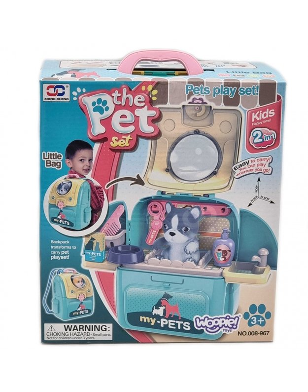 WOOPIE 2in1 nešiojamas šuniuko grožio salonas kuprinėje