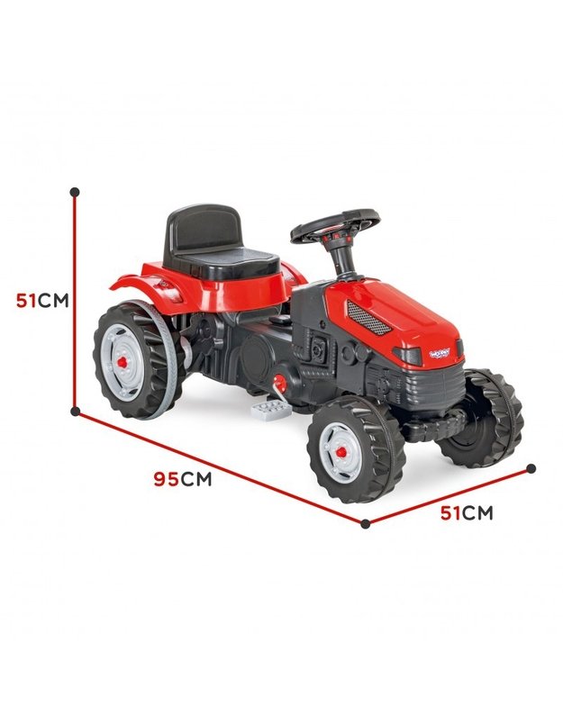 WOOPIE Traktorius su pedalais - raudonas